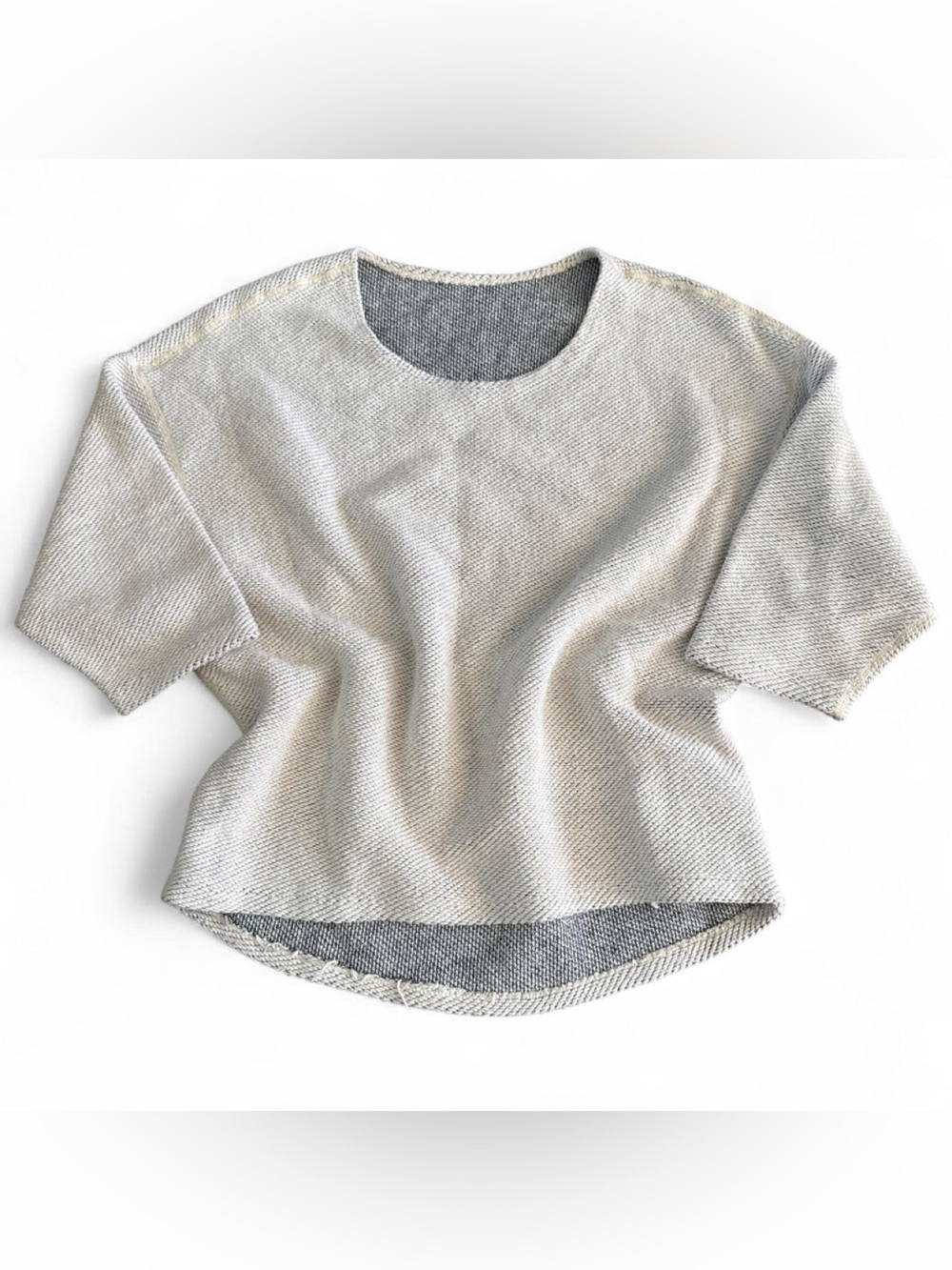 American Apparel Reversible Light Gray/Cream Knit Women's Sweater